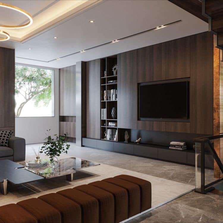 Nội Thất Phòng Khách Gỗ Veneer Walnut